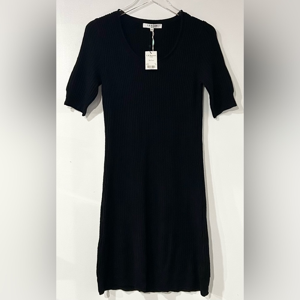 LK‎ Bennett Tani Short Sleeve Knit Dress in Black M